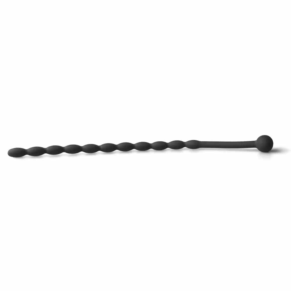 BonneAmour 6 Inch Black Silicone Beaded Penis Sound Plug Cock and Ball Bondage