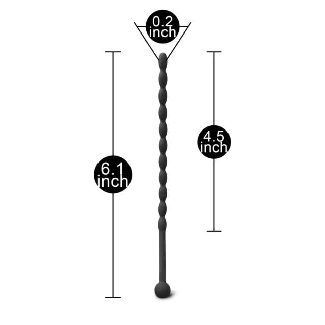 BonneAmour 6 Inch Black Silicone Beaded Penis Sound Plug Cock and Ball Bondage