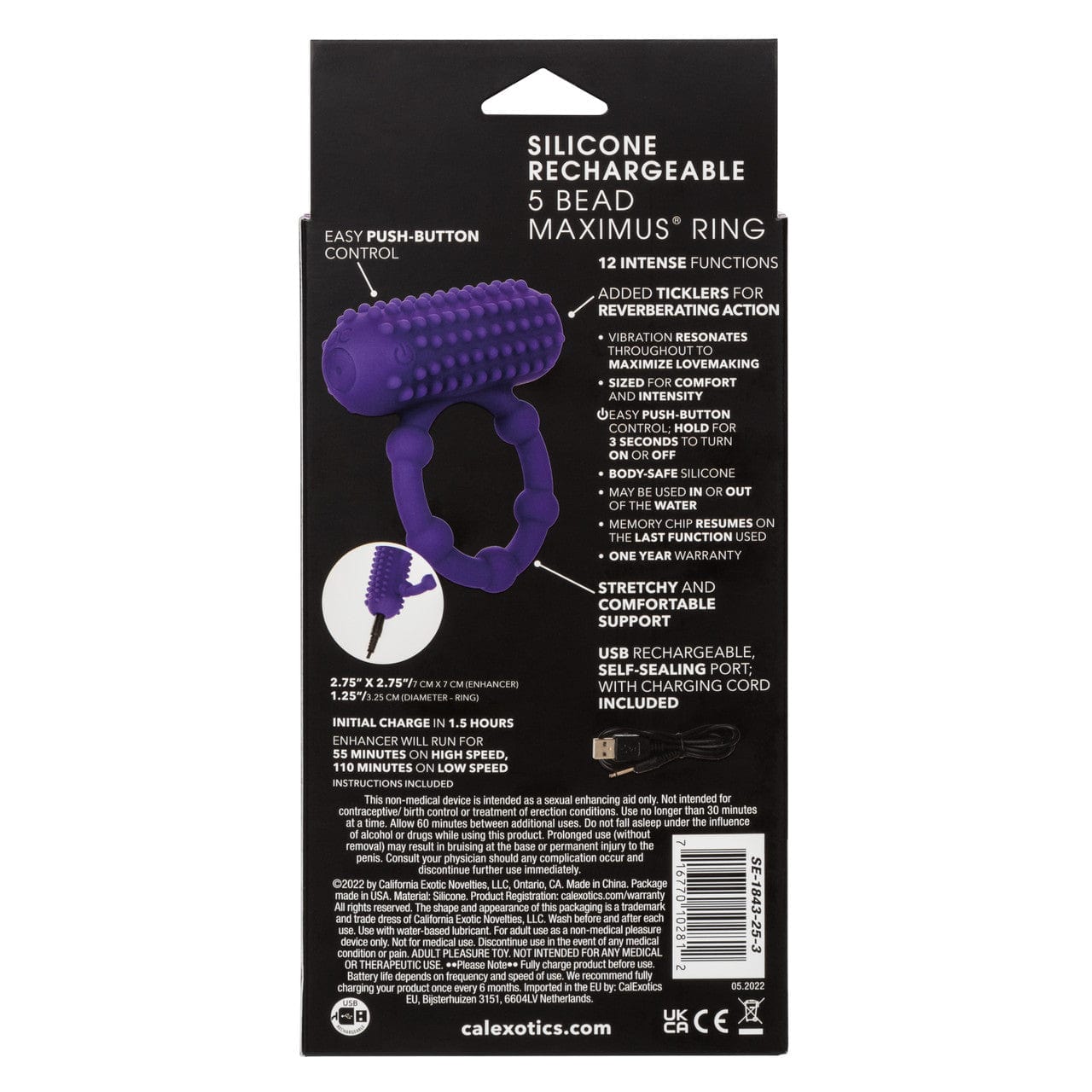 CalExotics 5 Bead Maximus Rechargeable Cock Ring Cock Ring