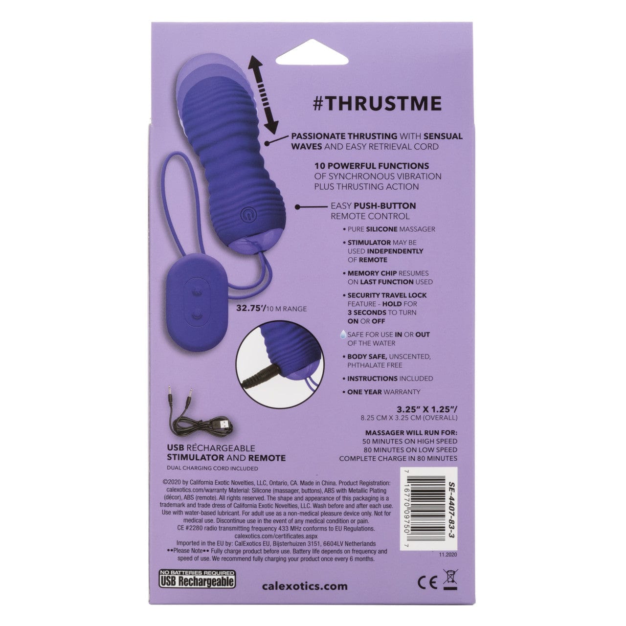 CalExotics Slay #ThrustMe Remote Control Ribbed Bullet Love Egg
