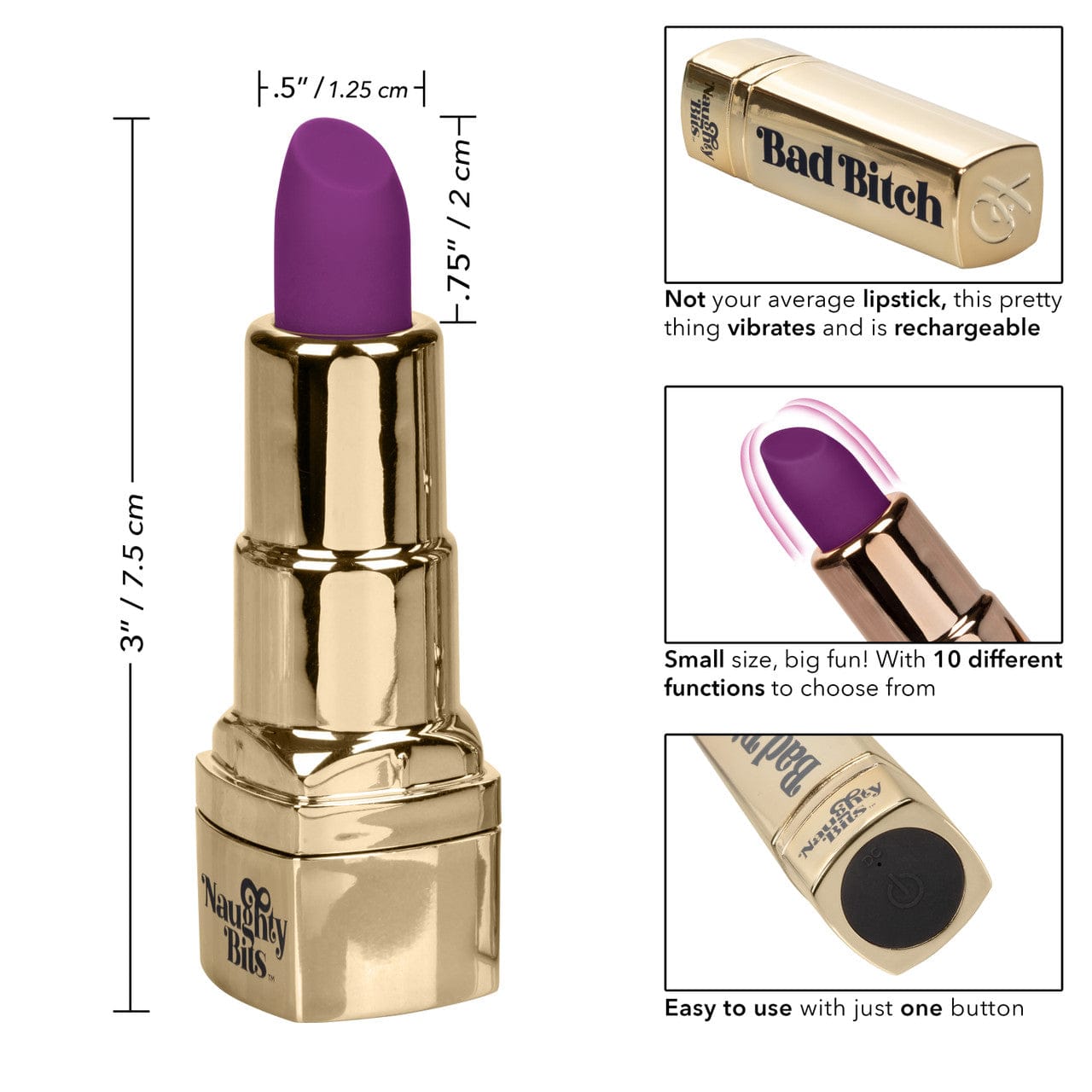 CalExotics Naughty Bits Bad Bitch Lipstick Vibrator Vibrator