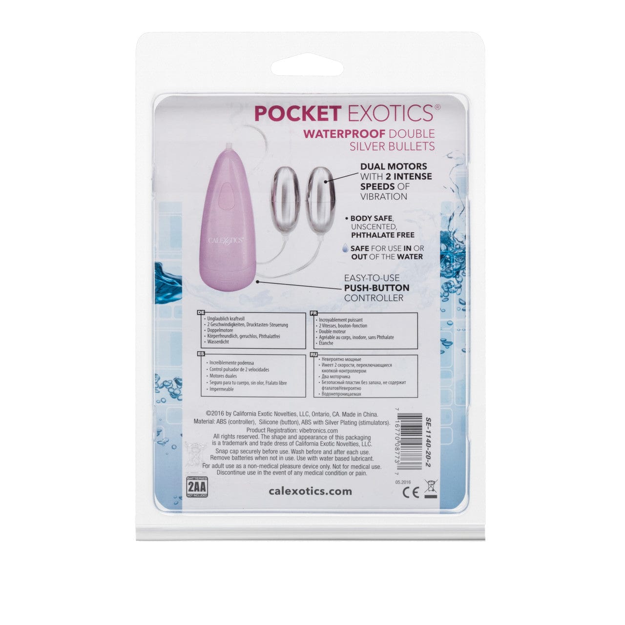 CalExotics Pocket Exotics Waterproof Double Silver Bullets Love Egg