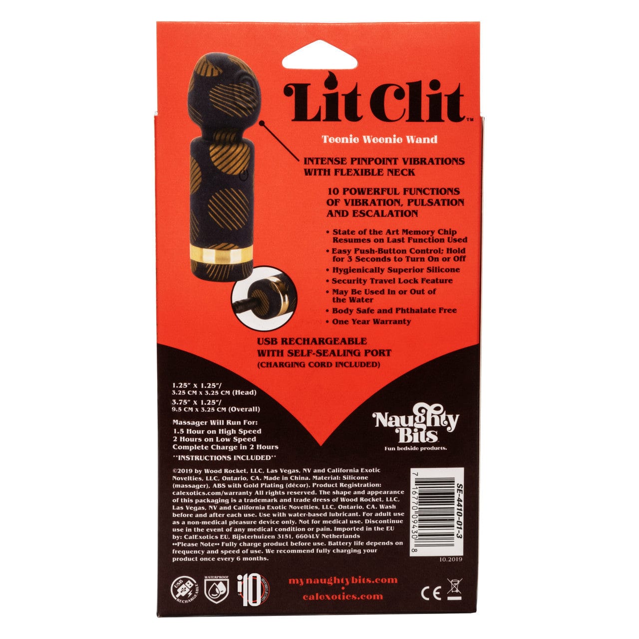CalExotics Naughty Bits Lit Clit Teenie Weenie Wand Wand Massager
