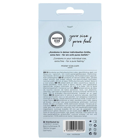 Mister Size Mister Size 49mm Your Size Pure Feel Condoms Natural and Regular
