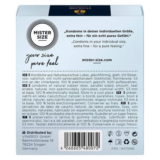 Mister Size Mister Size 53mm Your Size Pure Feel Condoms Natural and Regular