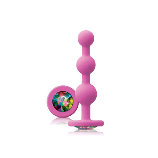 NS Novelties Glams Ripple Anal Plug Rainbow Gem Anal Beads