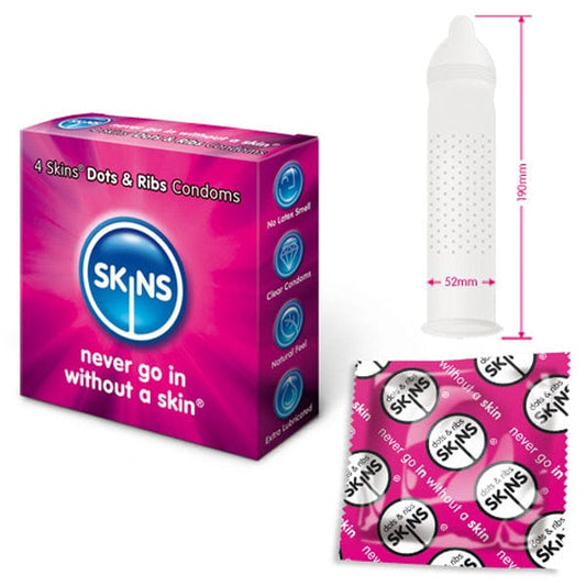 Skins Skins Condoms Dots And Ribs Stimulating, Ribbed, Warming